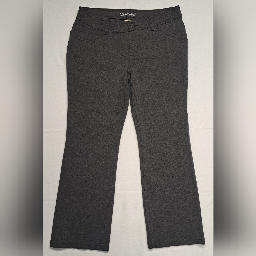 Faded Glory 14P Charcoal Grey Stretch Pants Zipper Fly Button Closure
